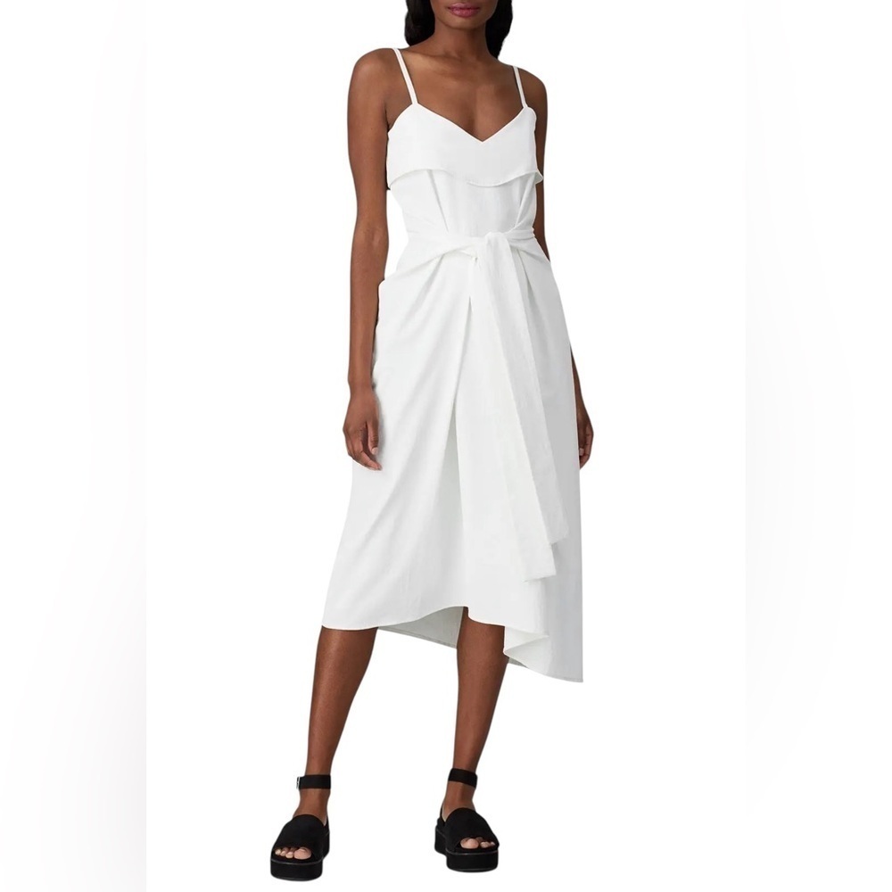 Colovos White Cream Tank Tie Front Asymmetrical Hem Dress Size 6